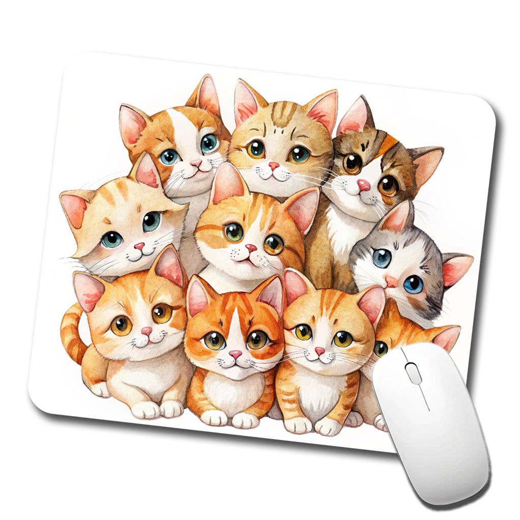 Sweet Orange And White Cats Low Profile Mouse Pad Mat