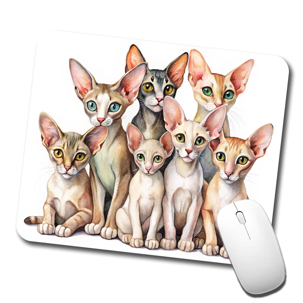 Sweet Oriental Shorthair Cats Low Profile Mouse Pad Mat