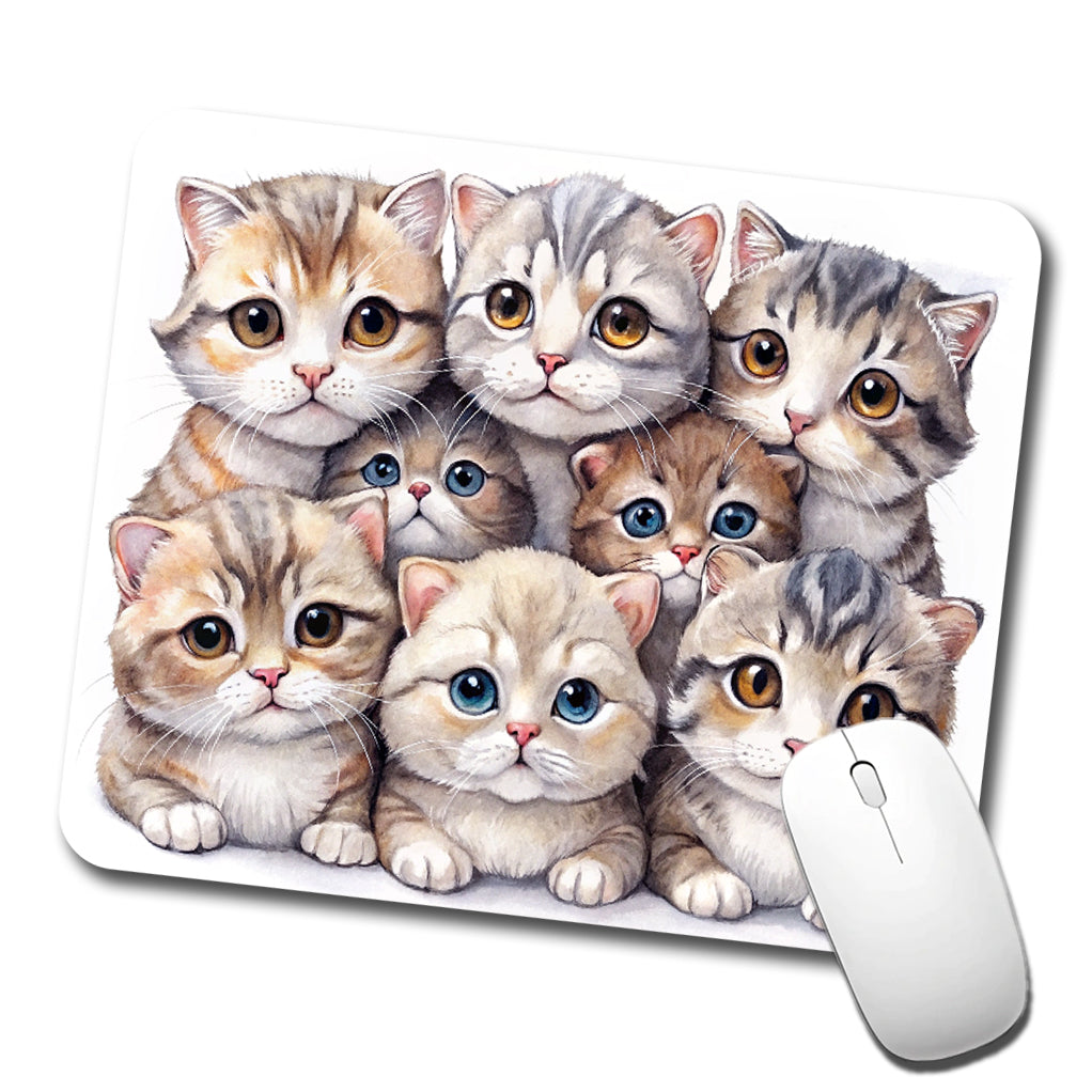Sweet Scottish Fold Cats Low Profile Mouse Pad Mat