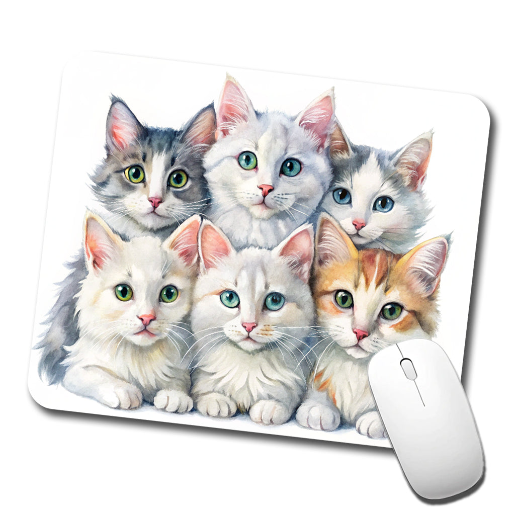 Sweet Turkish Angora Cats Low Profile Mouse Pad Mat
