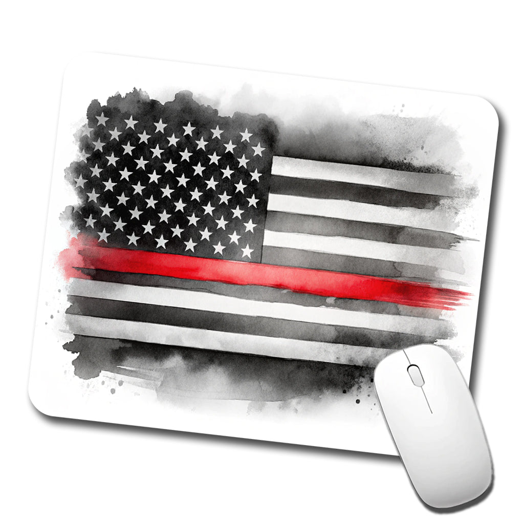 Thin Red Line Black And White American Flag Support Firemen Firefighters Low Profile Mouse Pad Mat