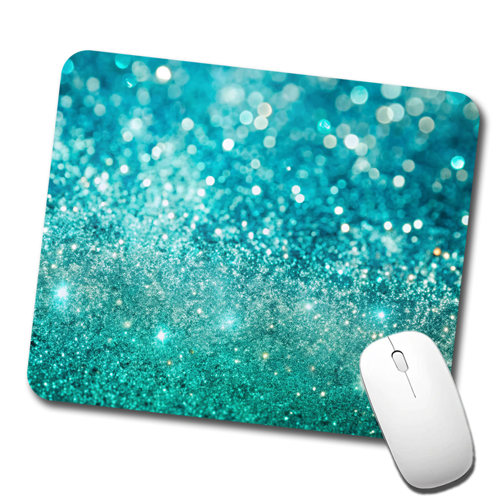 Turquoise Faux Glitter Low Profile Mouse Pad Mat