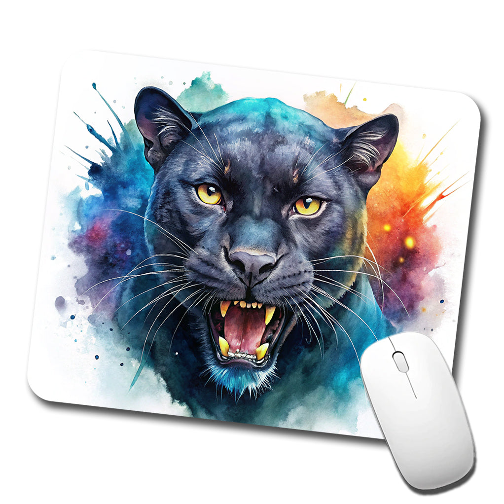 Angry Black Panther Watercolor Low Profile Mouse Pad Mat