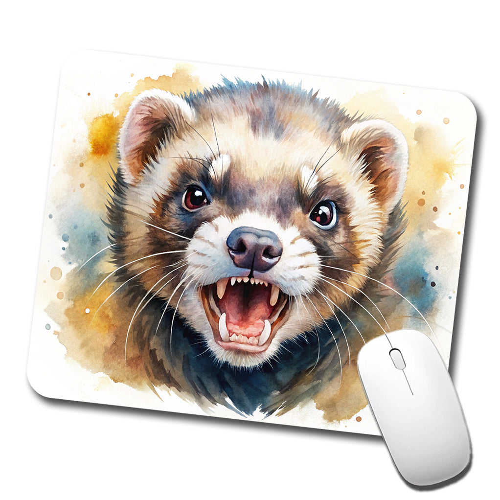 Angry Ferret Watercolor Low Profile Mouse Pad Mat