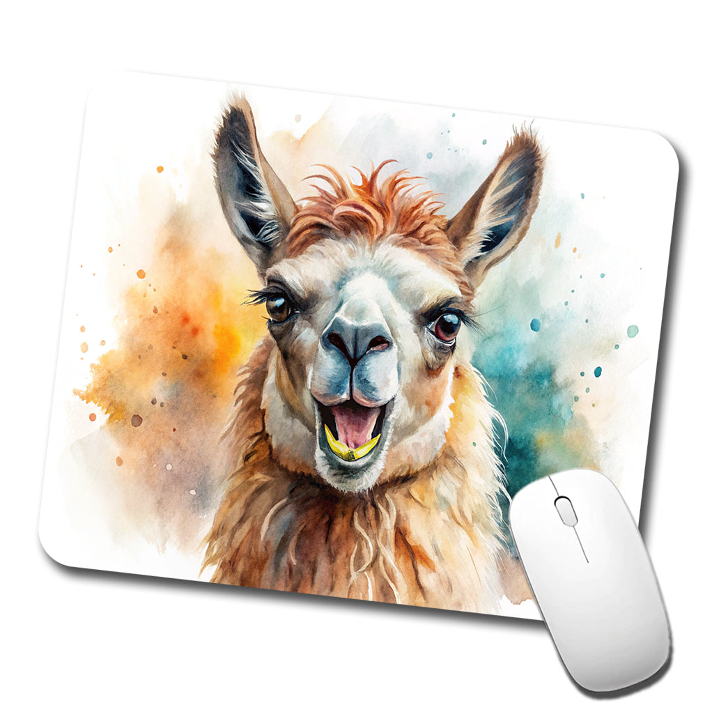 Angry Llama Watercolor Low Profile Mouse Pad Mat