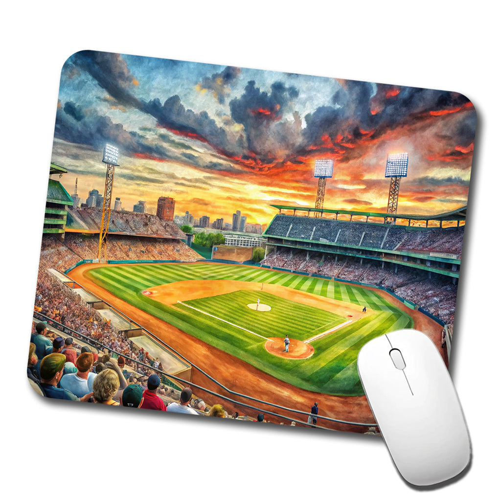 Baseball Game at the Stadium Low Profile Mouse Pad Mat