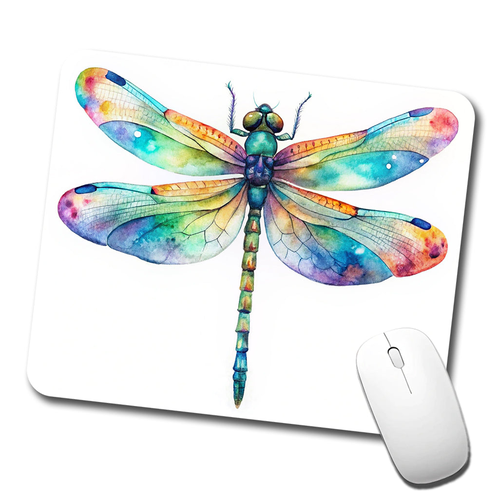 Dragonfly Rainbow Watercolor Low Profile Mouse Pad Mat