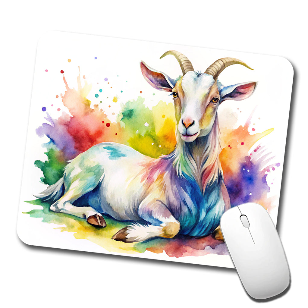 Fainting Goat Rainbow Colorful Watercolor Low Profile Mouse Pad Mat