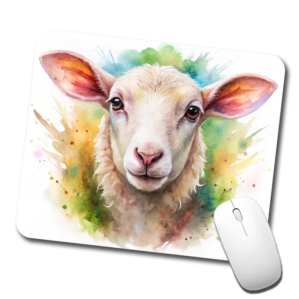 Lamb Face Watercolor Low Profile Mouse Pad Mat