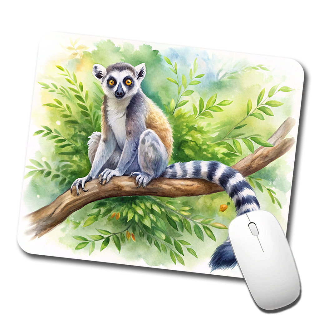 Ring-Tailed Lemur In Tree Watercolor Low Profile Mouse Pad Mat
