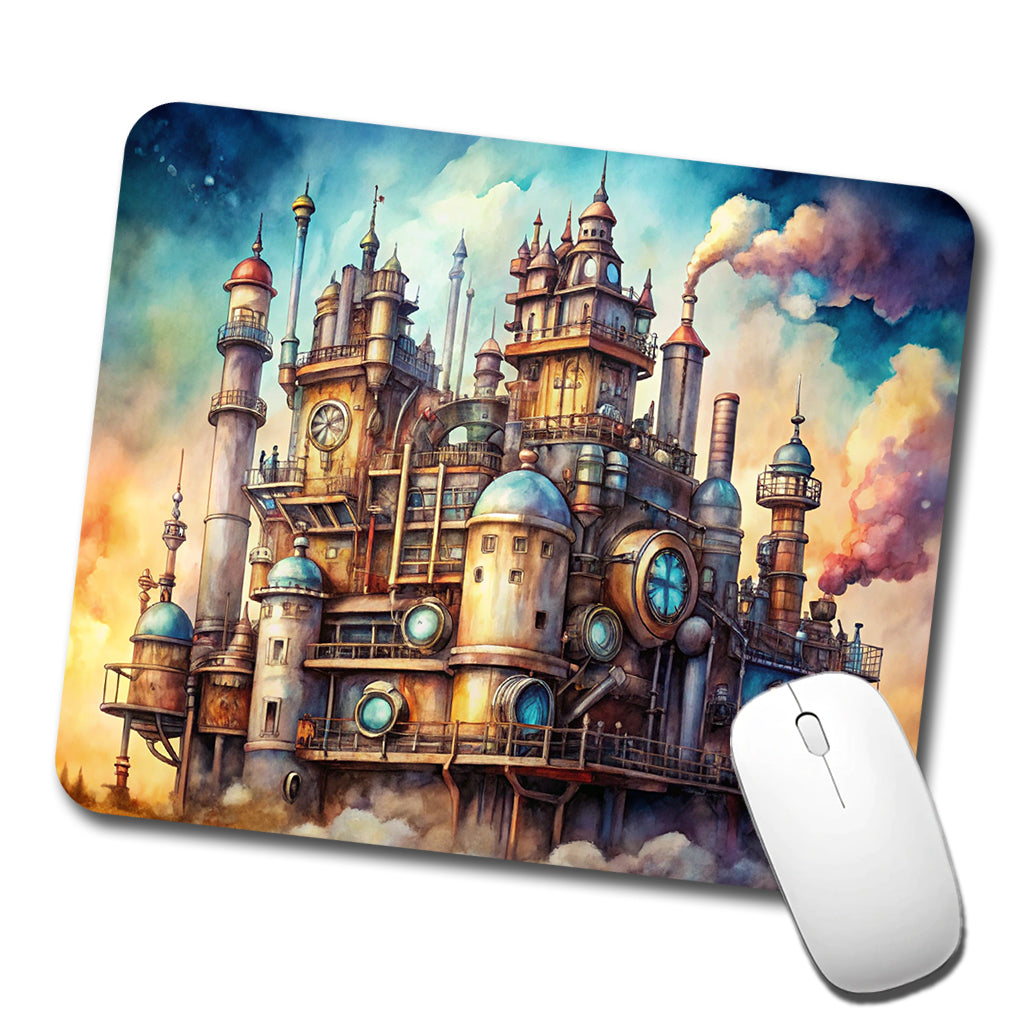 Steampunk Castle City Fantasy Sci-fi Low Profile Mouse Pad Mat