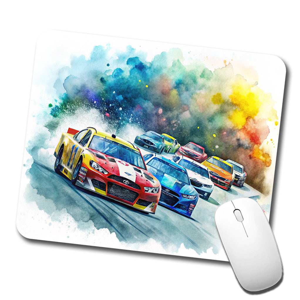 Stock Car Racing Watercolor Low Profile Mouse Pad Mat
