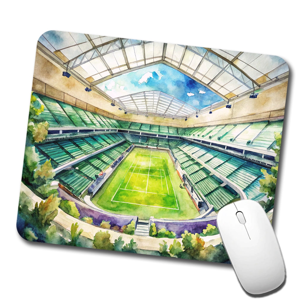 Tennis Stadium Center Court Watercolor Low Profile Mouse Pad Mat