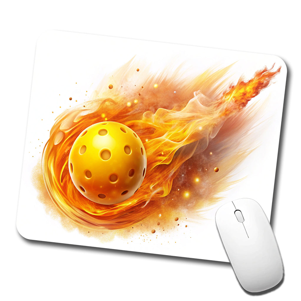 Yellow Pickleball Ball Rocketing Through The Air Low Profile Mouse Pad Mat