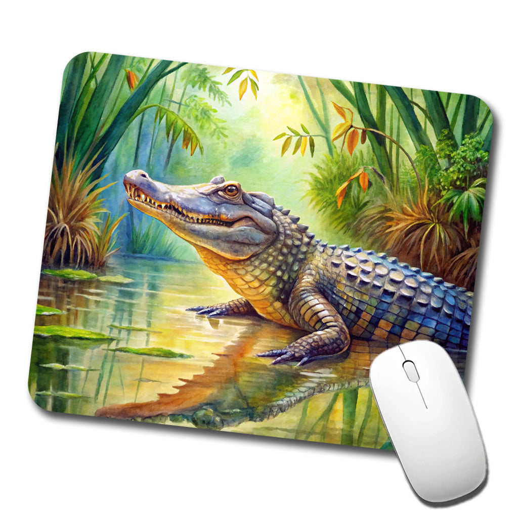Alligator Crocodile In Swamp Low Profile Mouse Pad Mat