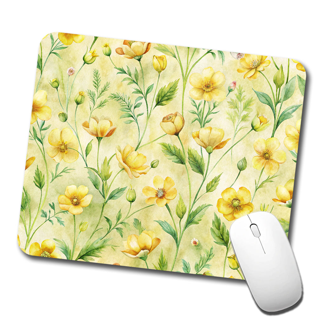 Buttercups Yellow Flowers Low Profile Mouse Pad Mat