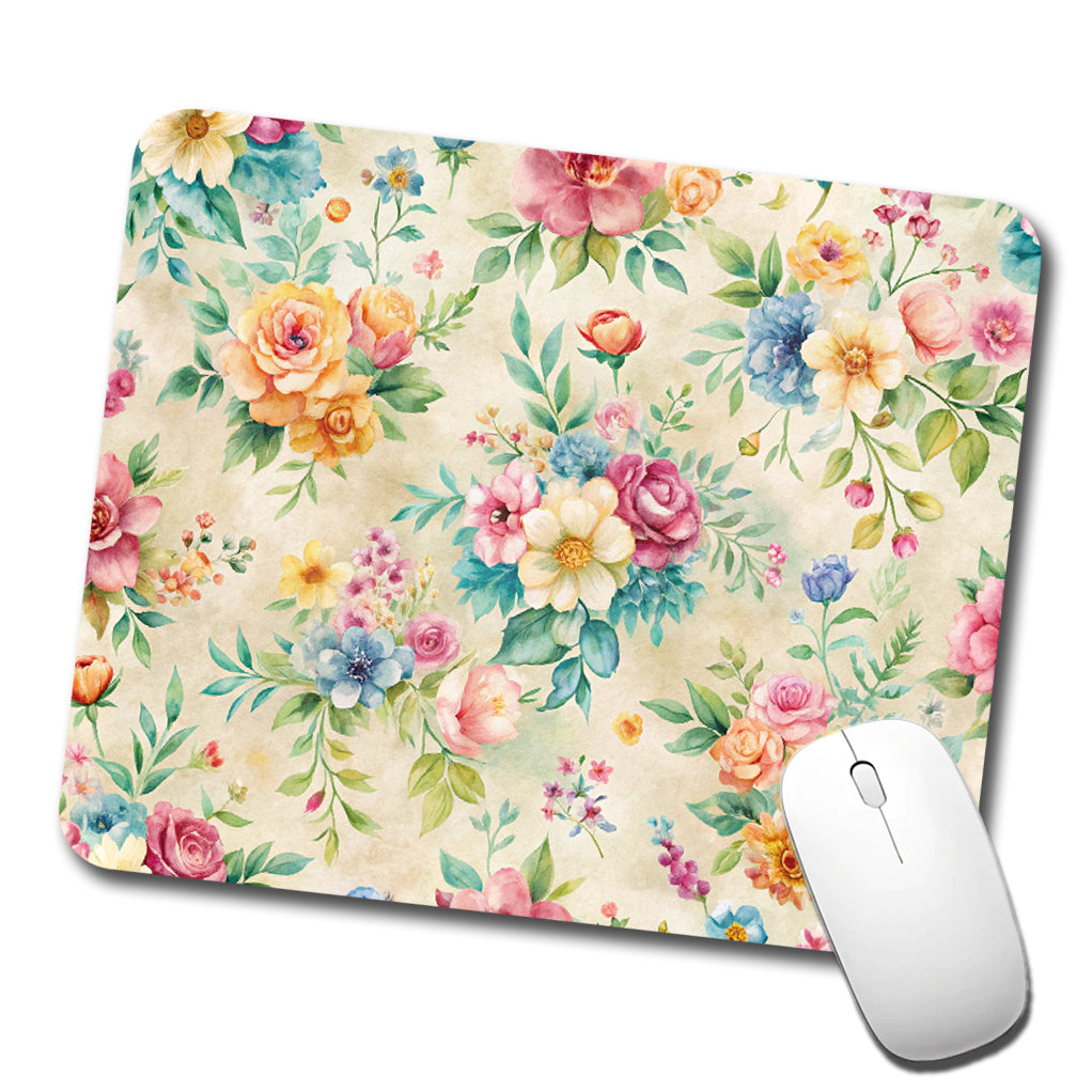 Ditsy Floral Flowers Wallpaper Low Profile Mouse Pad Mat
