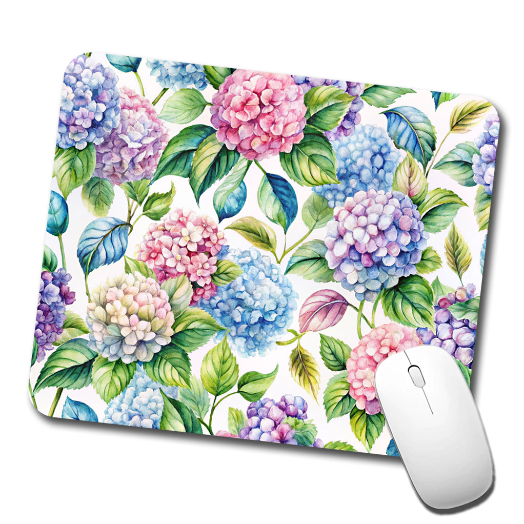 Hydrangea Floral Flowers Low Profile Mouse Pad Mat