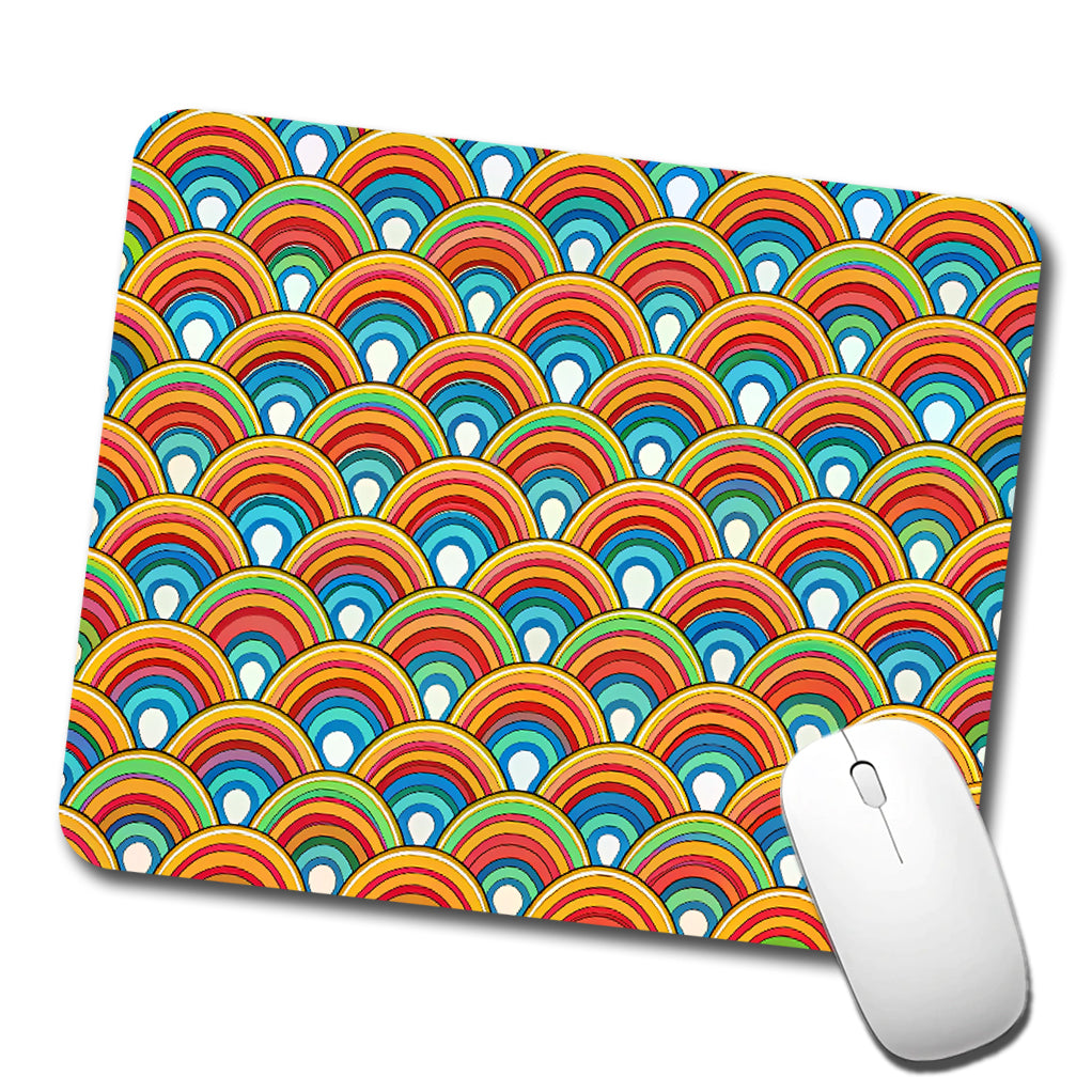 Retro Rainbow Pattern Low Profile Mouse Pad Mat