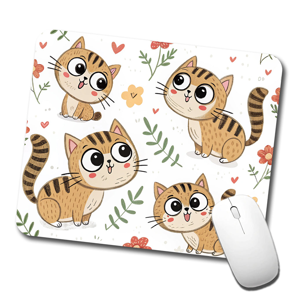 Adorable Tabby Cats Low Profile Mouse Pad Mat