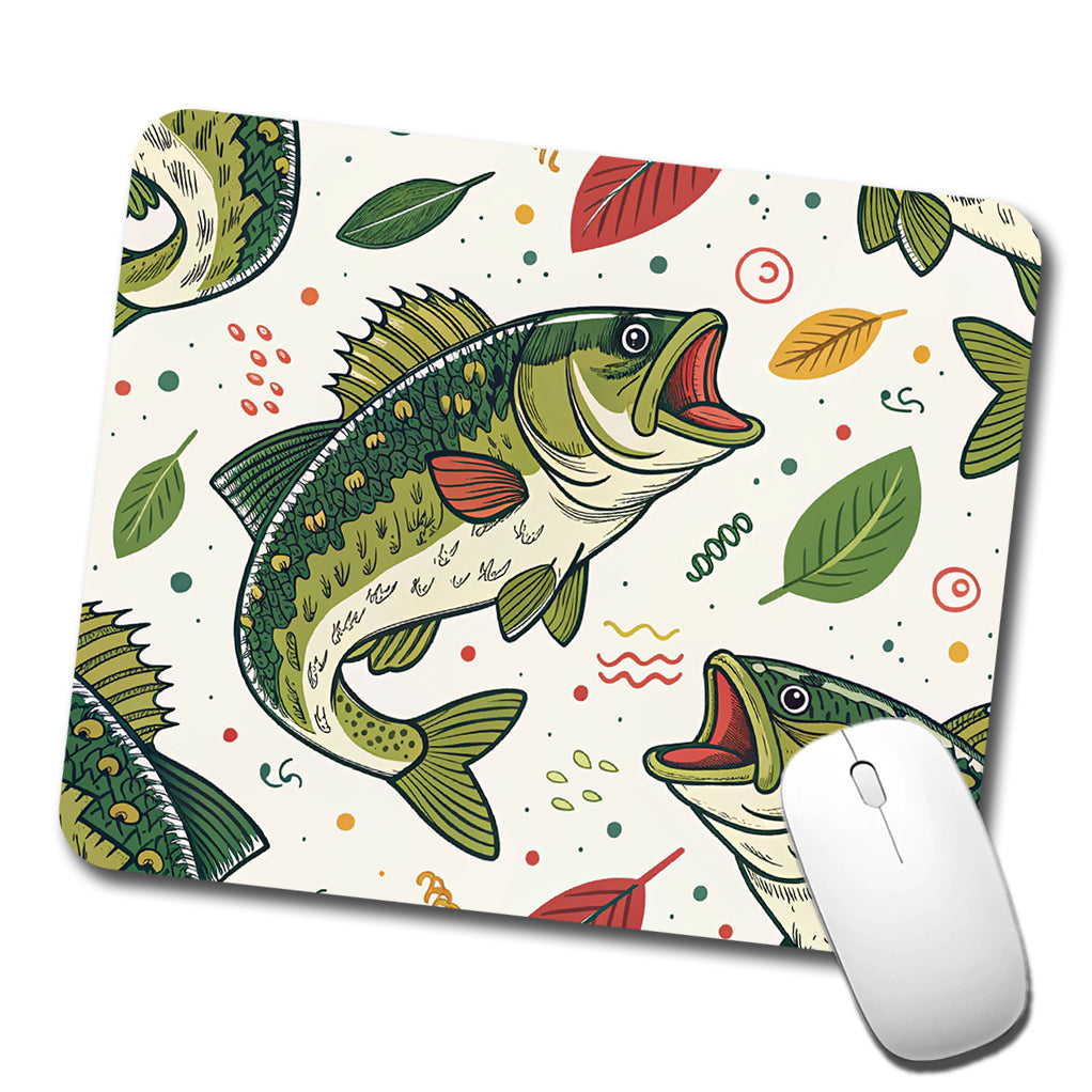 Bass Fish Fishing Cute Cartoon Low Profile Mouse Pad Mat