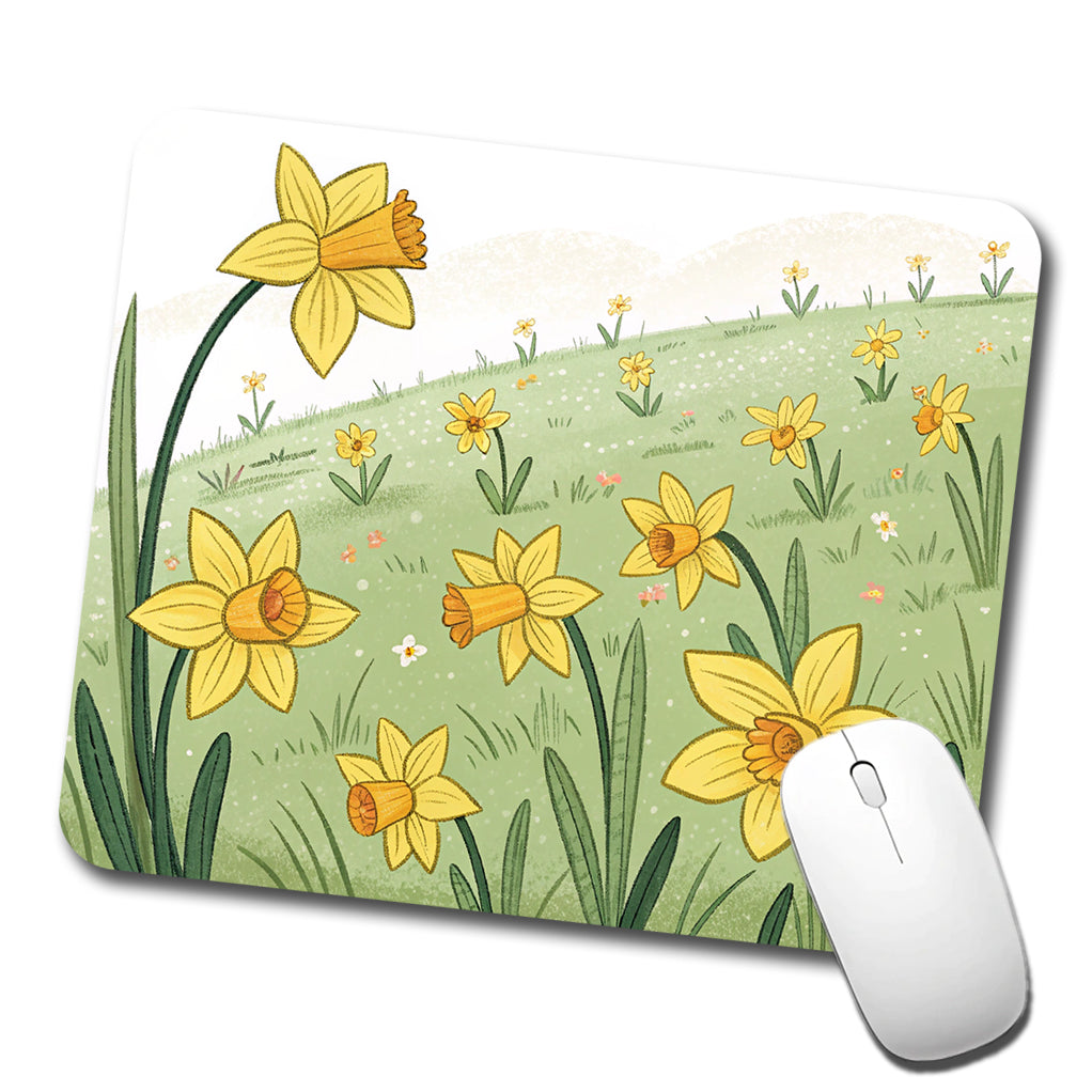 Field Of Daffodils Flowers Low Profile Mouse Pad Mat