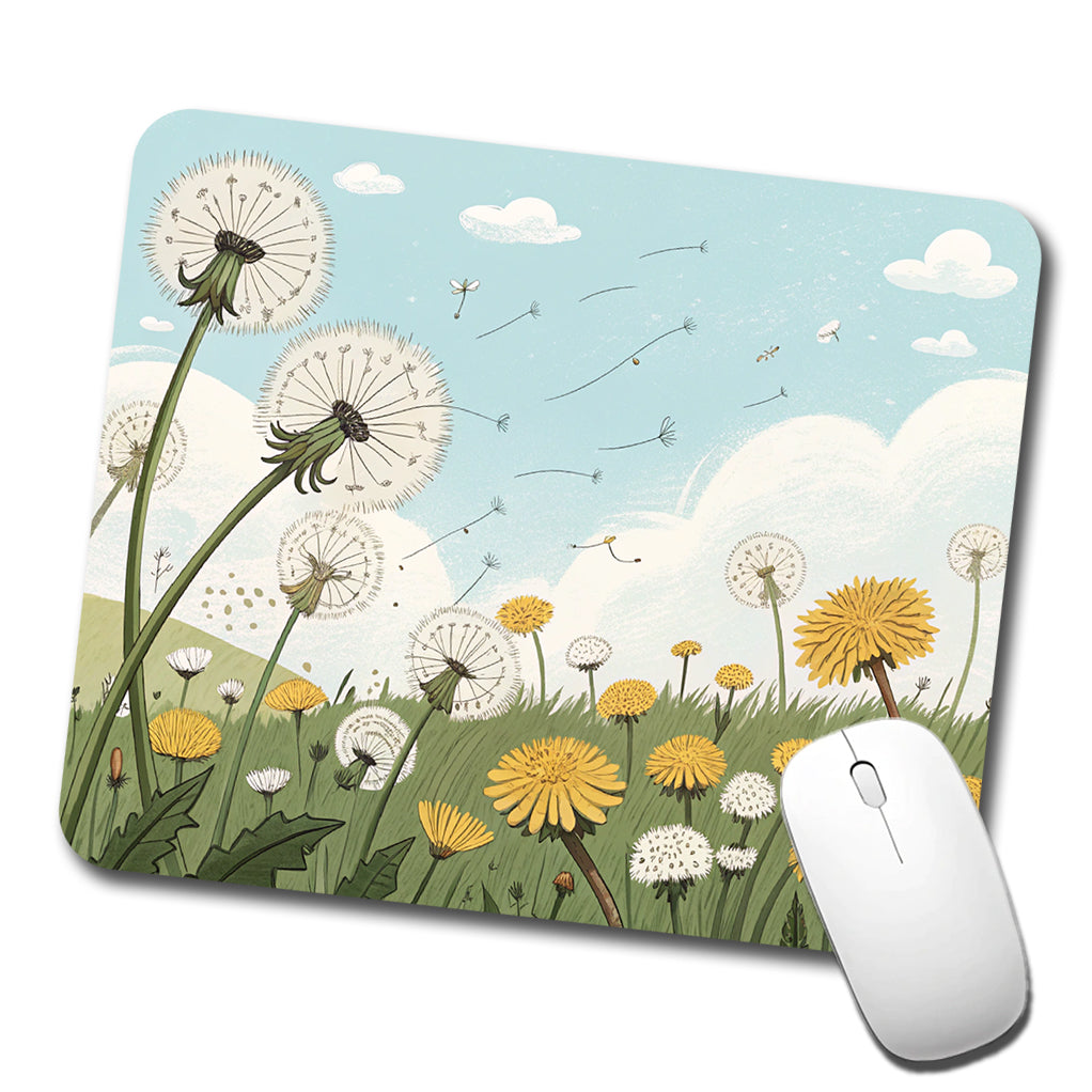Field Of Dandelions Flowers Low Profile Mouse Pad Mat