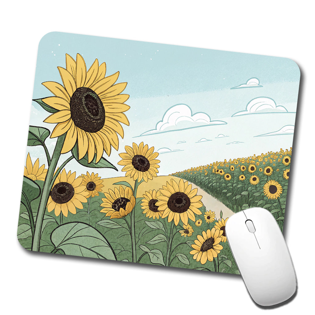 Field Of Sunflowers Flowers Low Profile Mouse Pad Mat