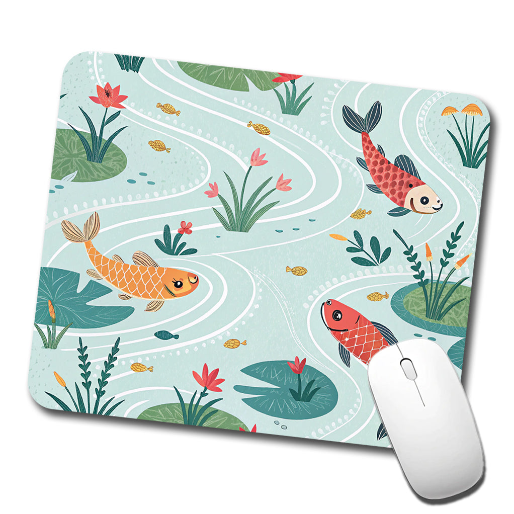 Fish Swimming In Pond Low Profile Mouse Pad Mat