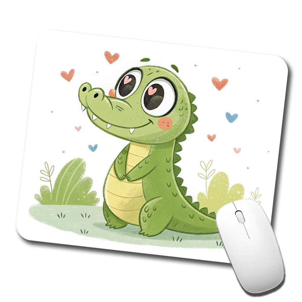 Kawaii Alligator Crocodile Love Hearts Low Profile Mouse Pad Mat