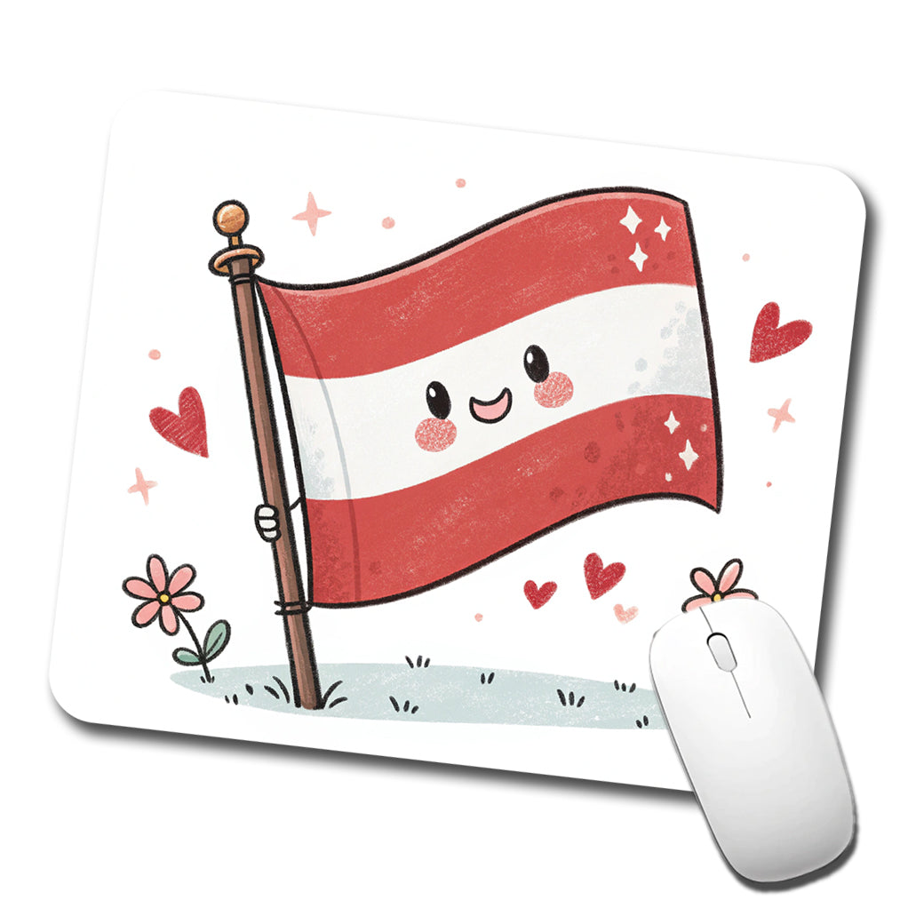 Kawaii Austrian Flag Low Profile Mouse Pad Mat