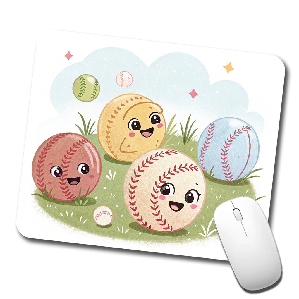 Kawaii Baseballs Low Profile Mouse Pad Mat