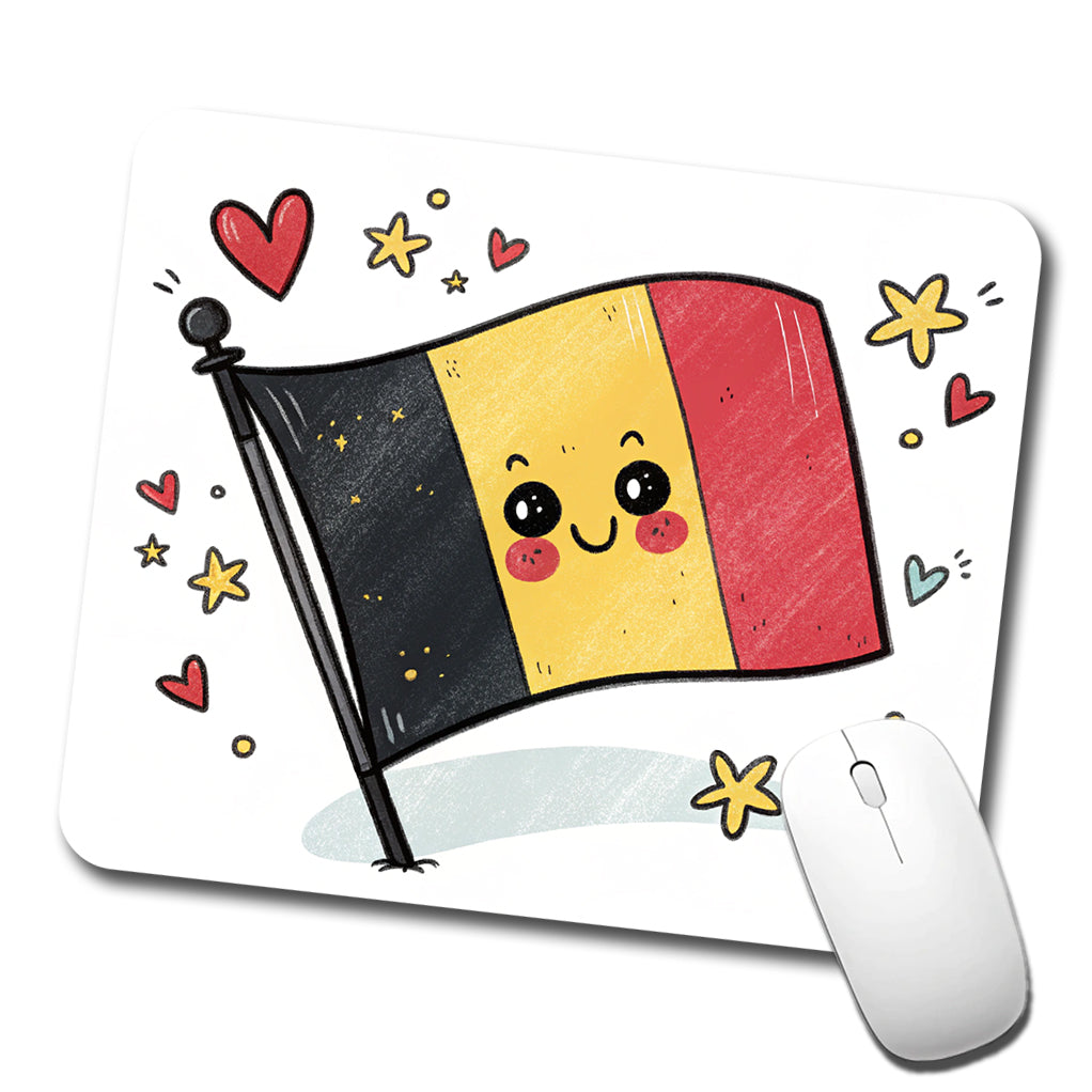 Kawaii Belgium Flag Low Profile Mouse Pad Mat