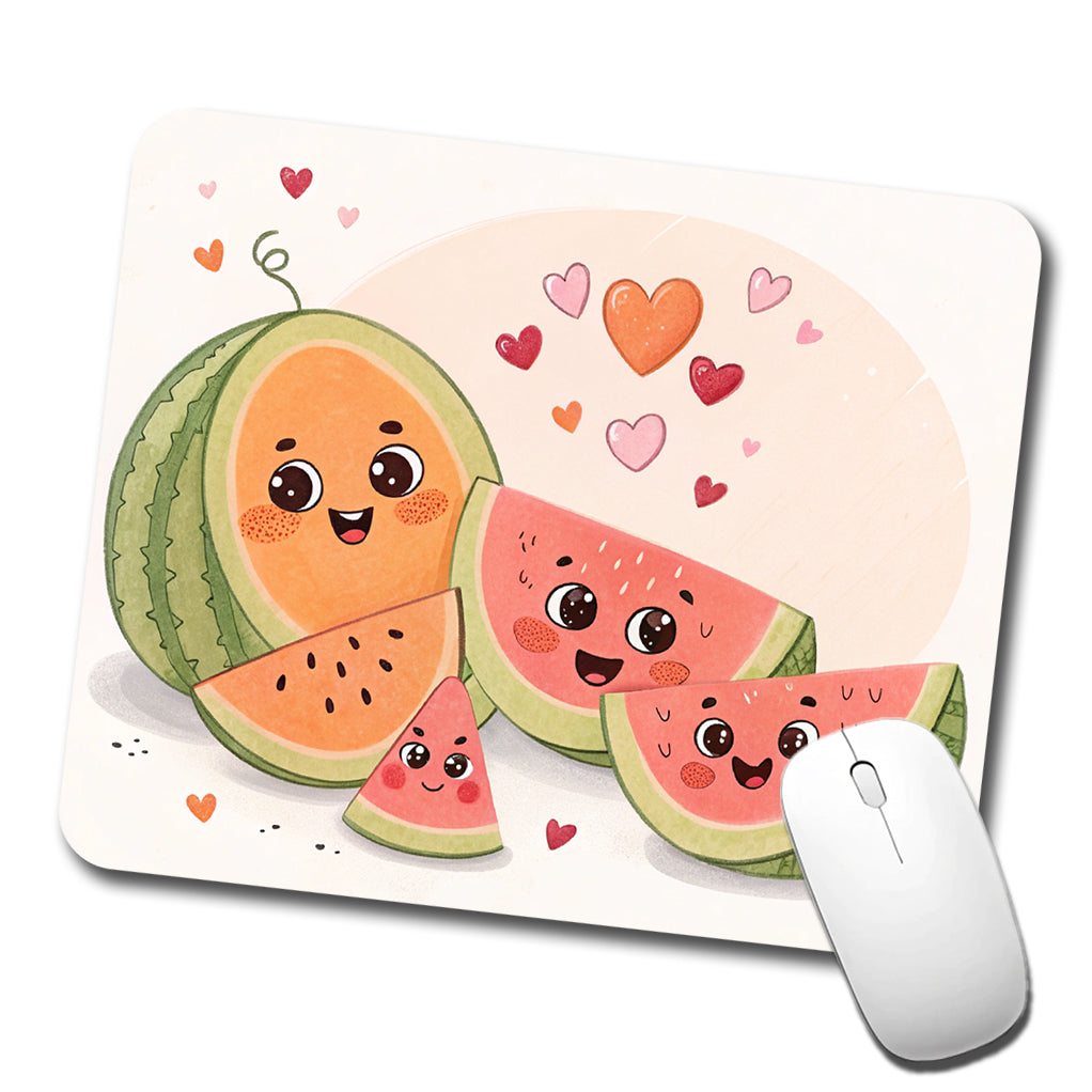 Kawaii Cantaloupes Watermelon Hearts Low Profile Mouse Pad Mat