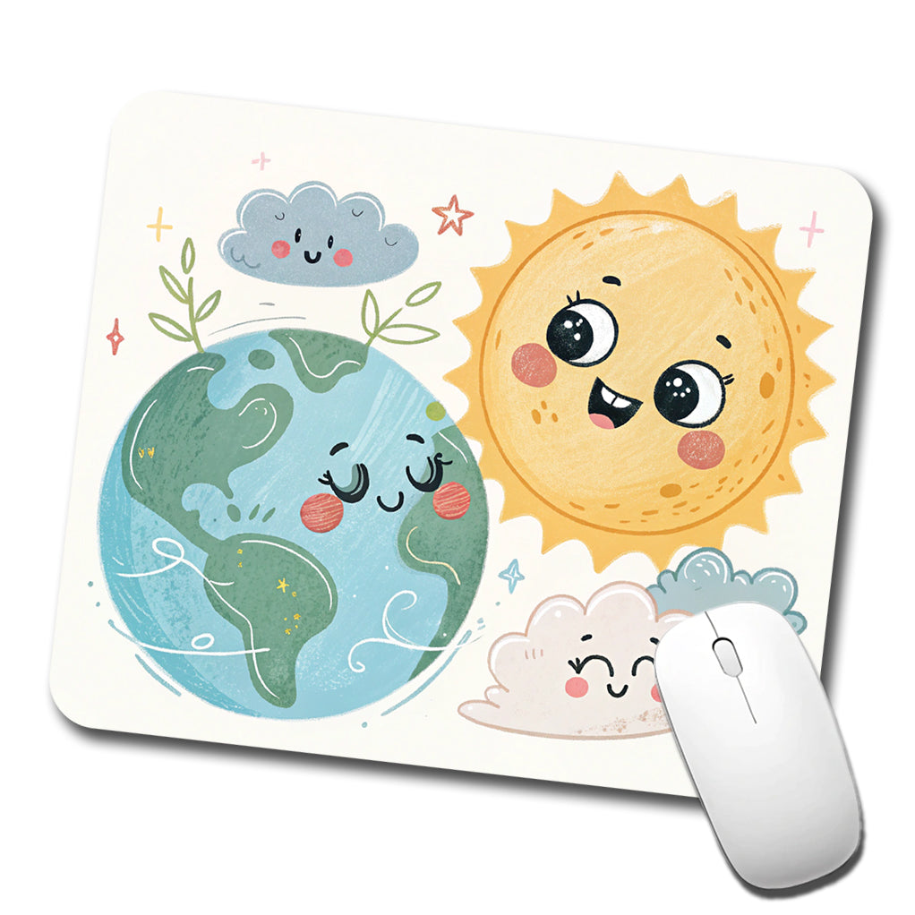 Kawaii Earth And Sun Low Profile Mouse Pad Mat