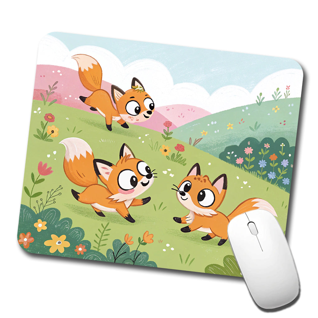 Kawaii Foxes Low Profile Mouse Pad Mat
