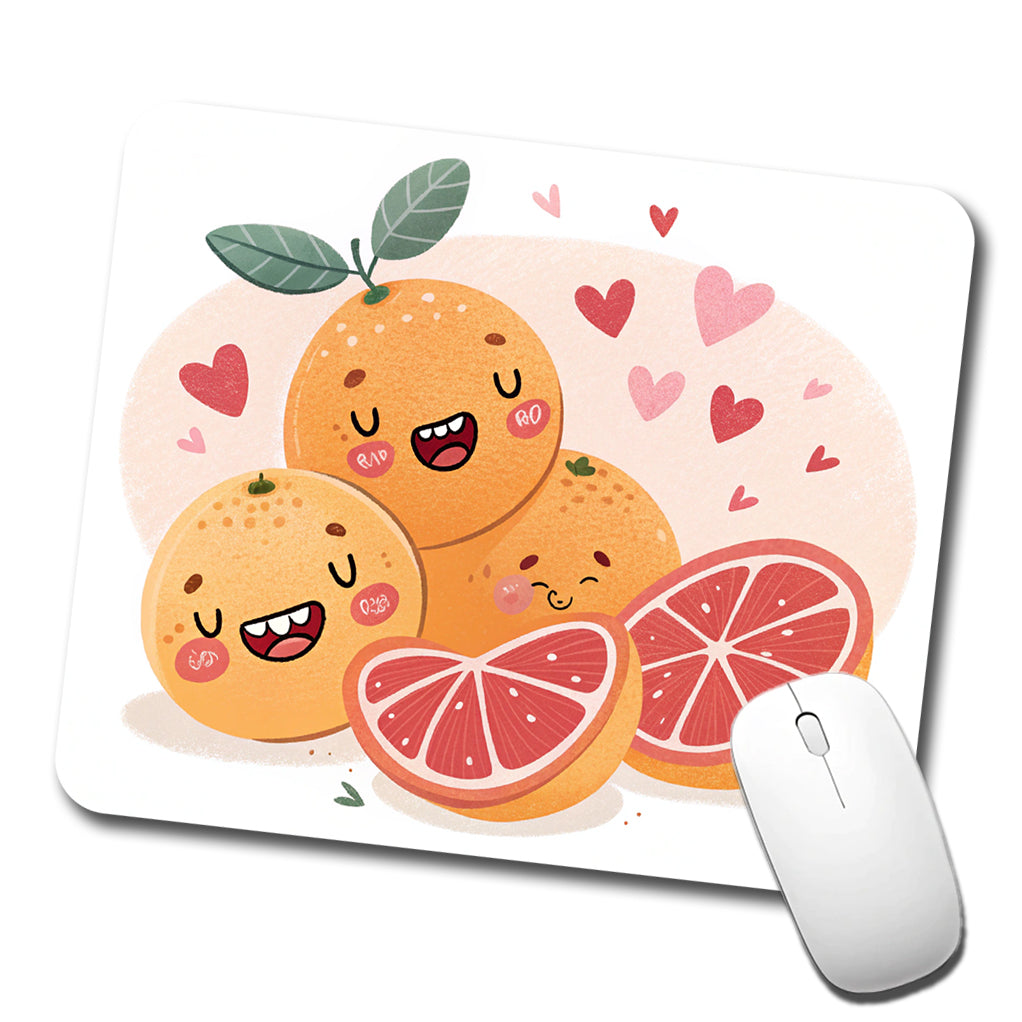 Kawaii Grapefruits And Hearts Low Profile Mouse Pad Mat