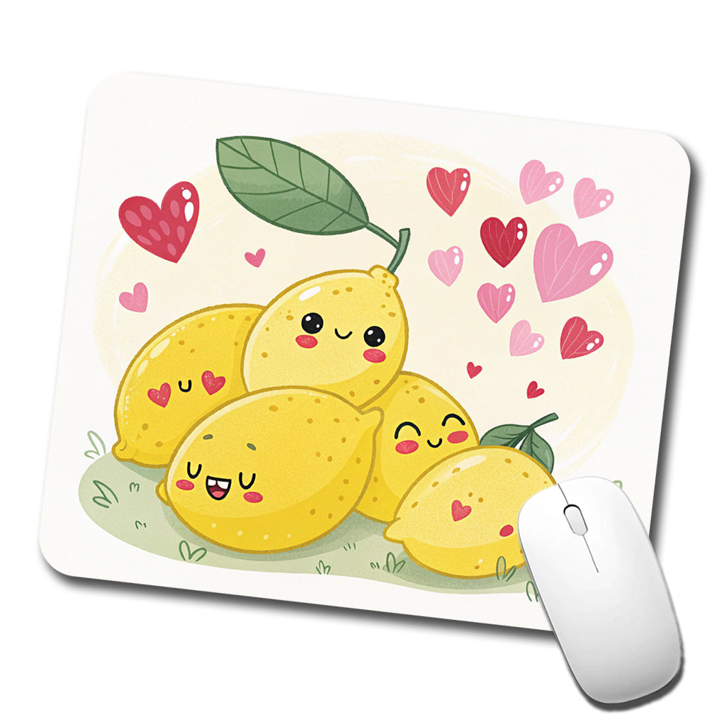 Kawaii Lemons And Hearts Low Profile Mouse Pad Mat