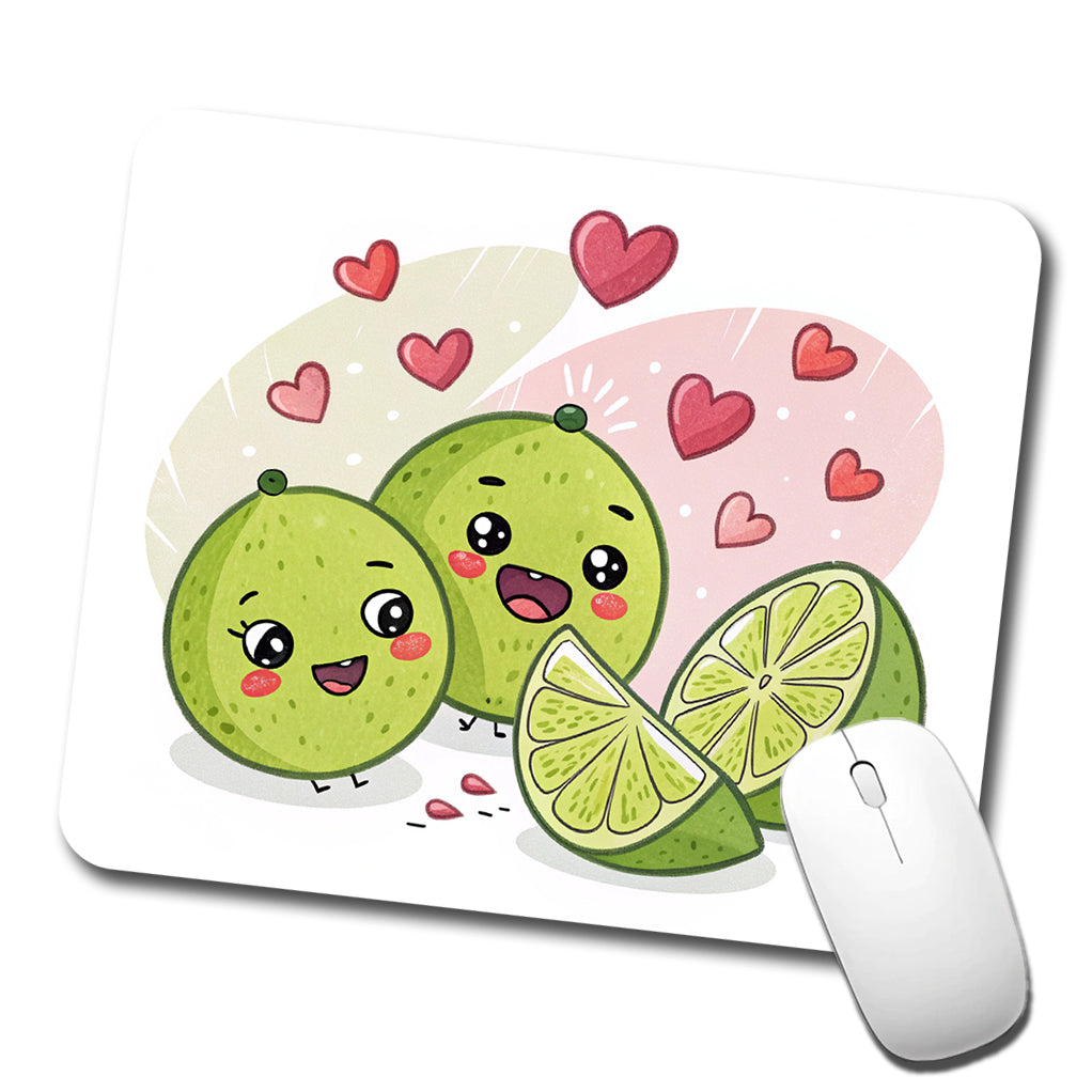 Kawaii Limes And Hearts Low Profile Mouse Pad Mat