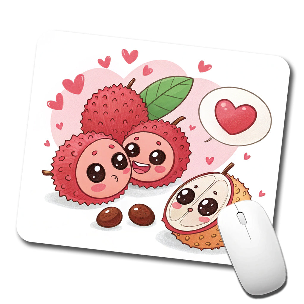 Kawaii Lychees And Hearts Low Profile Mouse Pad Mat