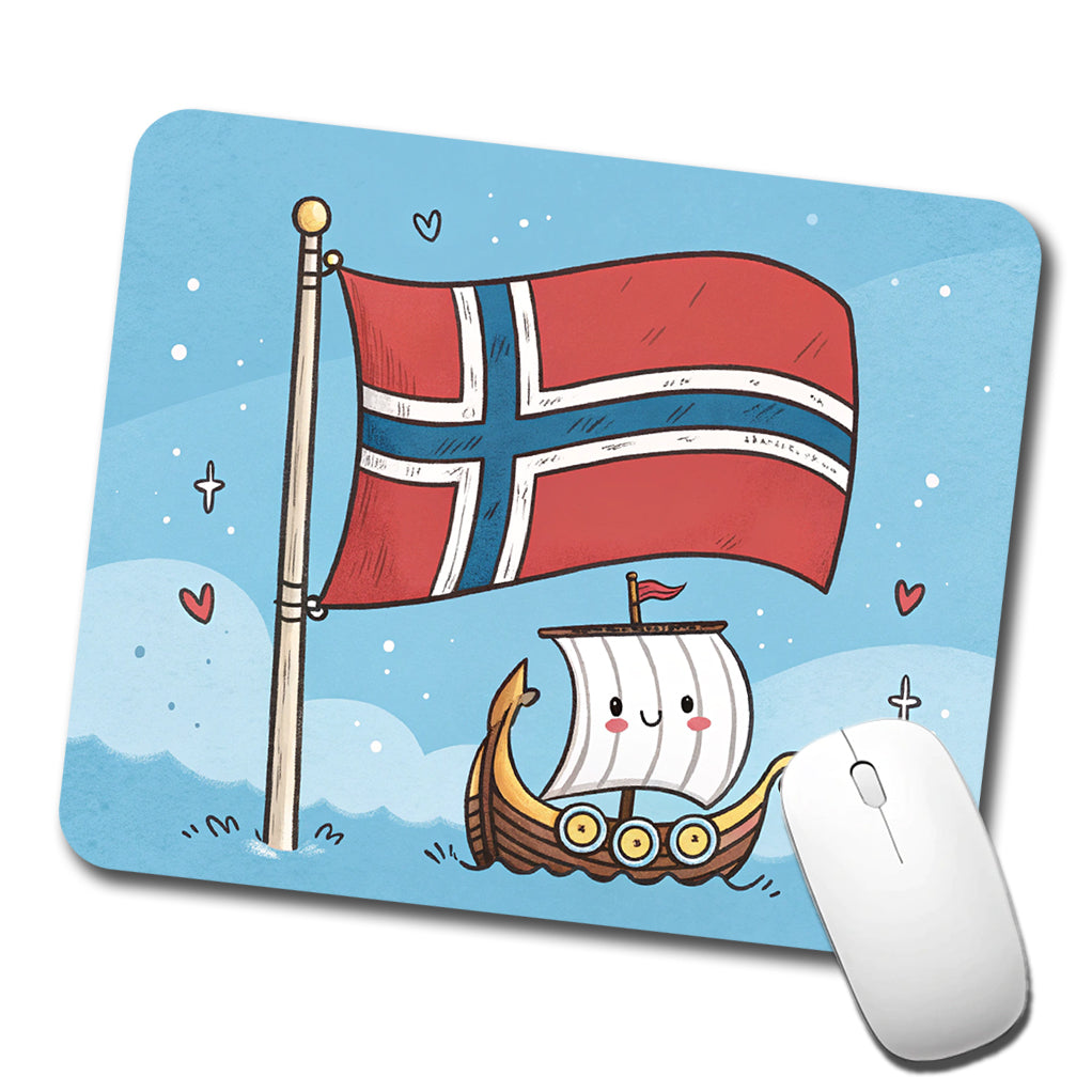 Kawaii Norway Flag Low Profile Mouse Pad Mat