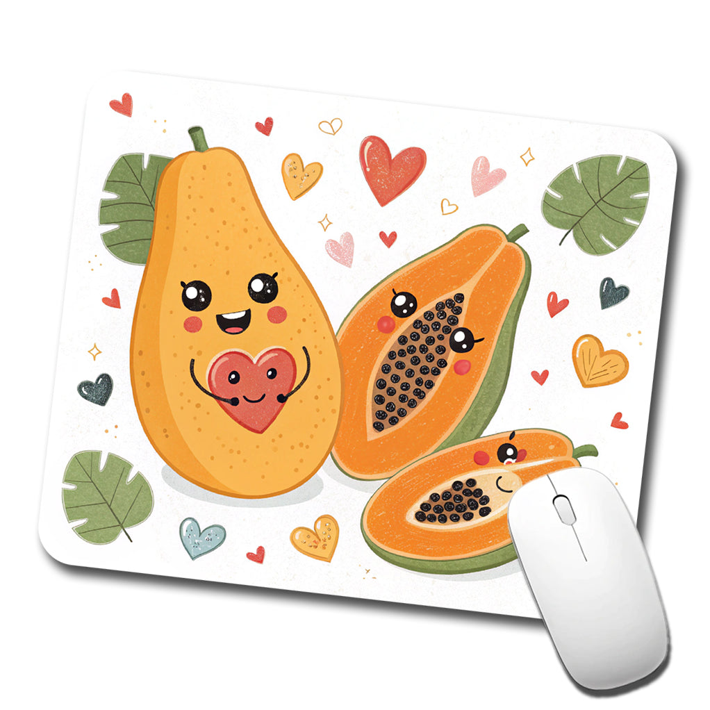 Kawaii Papayas And Hearts Low Profile Mouse Pad Mat