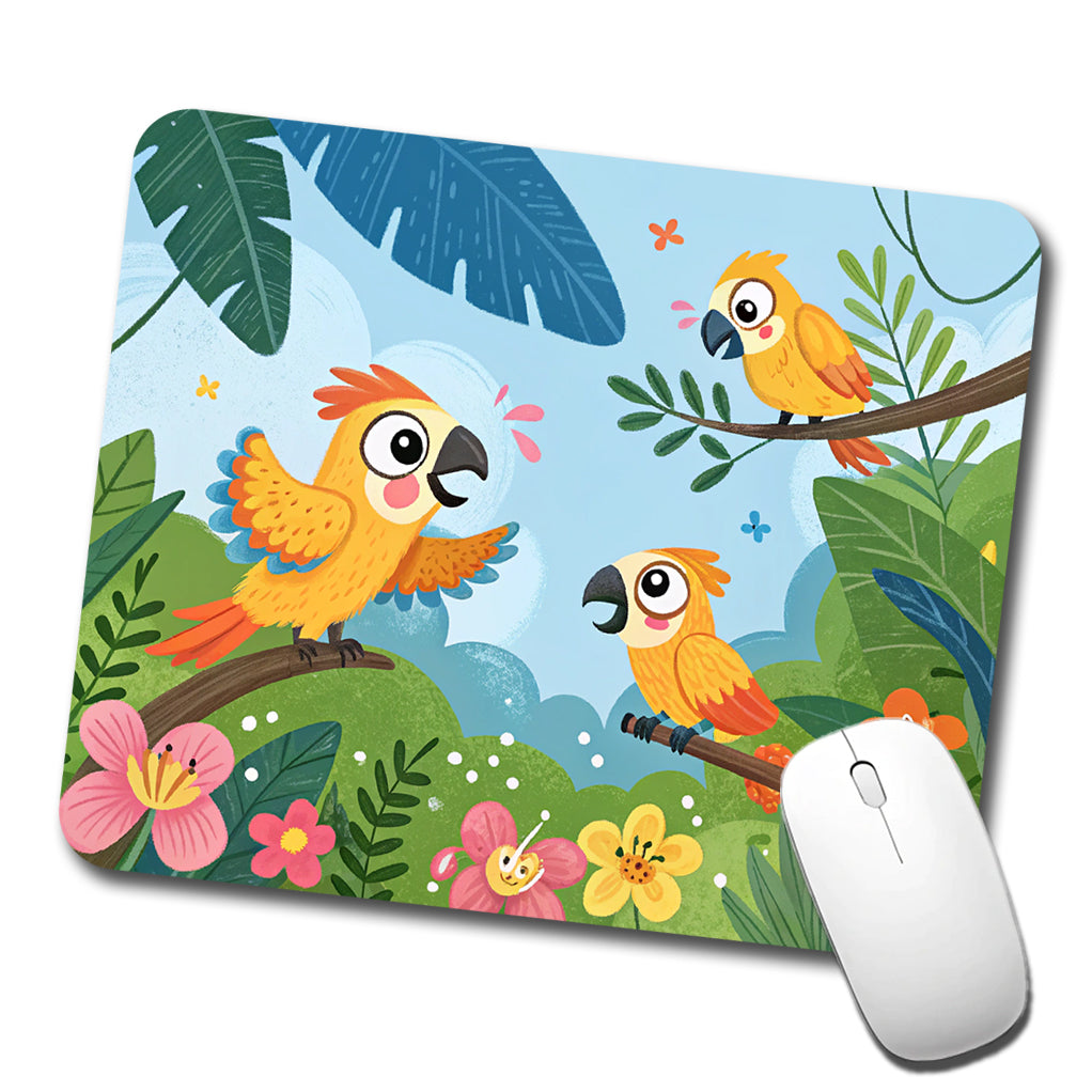 Kawaii Parrots Low Profile Mouse Pad Mat