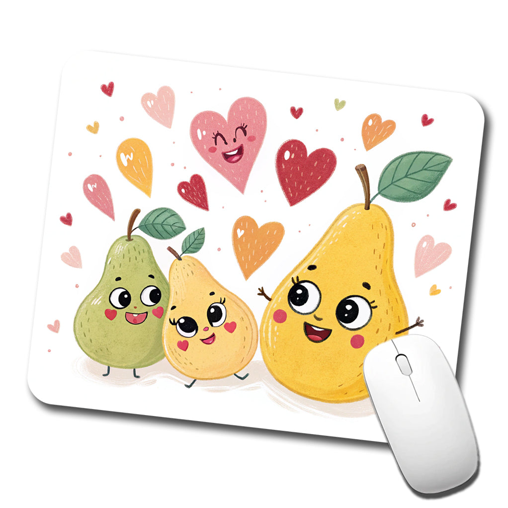 Kawaii Pears And Hearts Low Profile Mouse Pad Mat