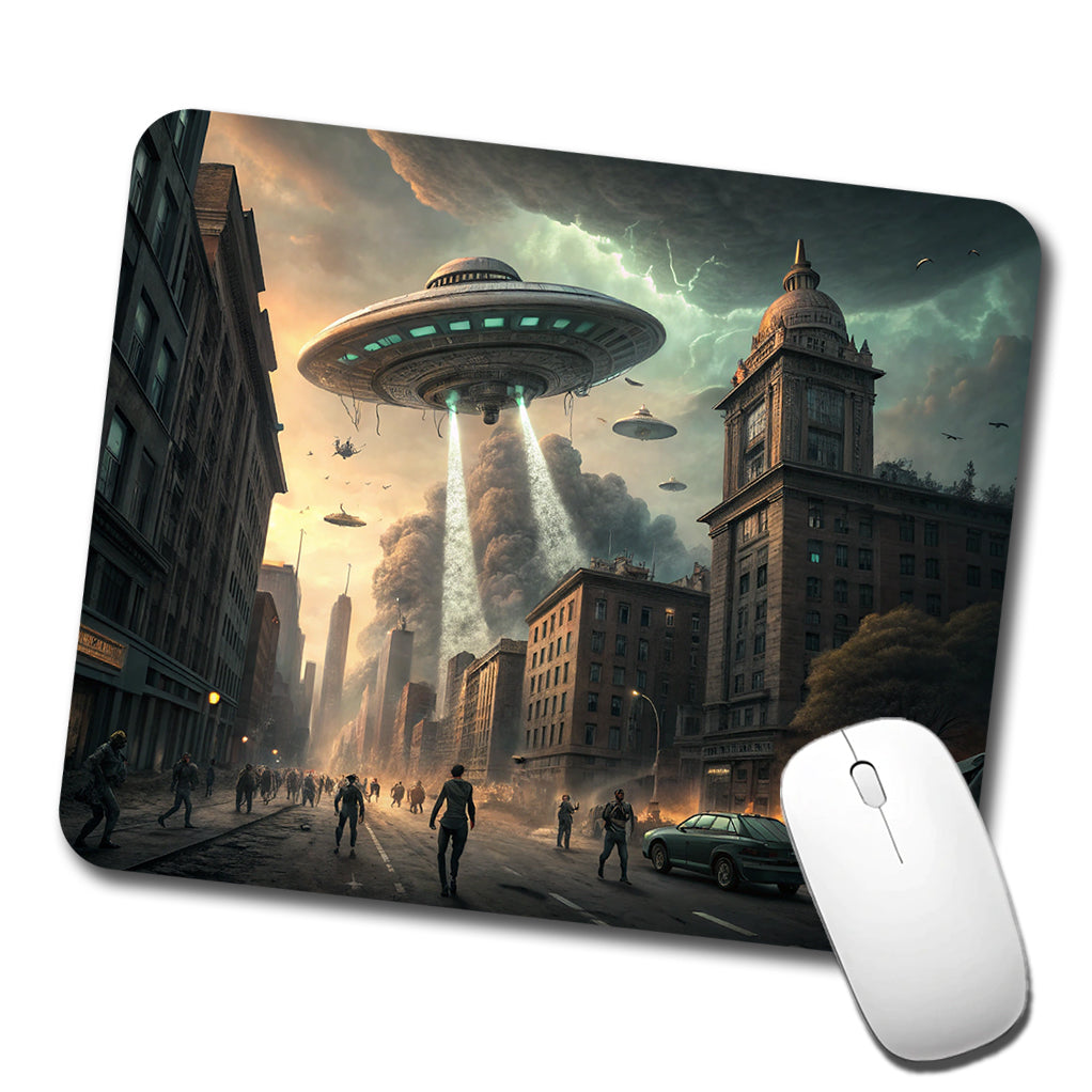 Alien Martian Invasion Destruction Of Earth Sci-fi Low Profile Mouse Pad Mat