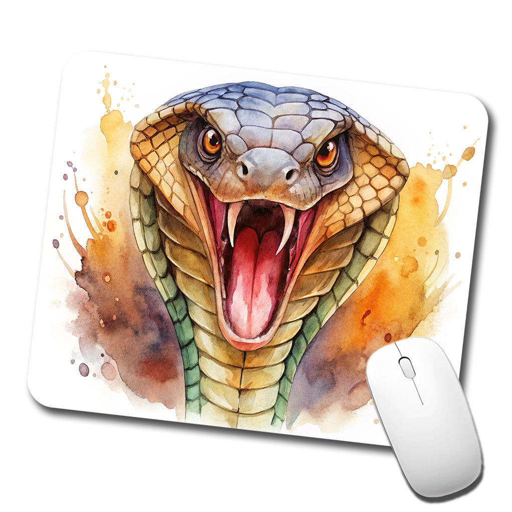Angry Cobra Snake Reptile Close-up Watercolor Low Profile Mouse Pad Mat