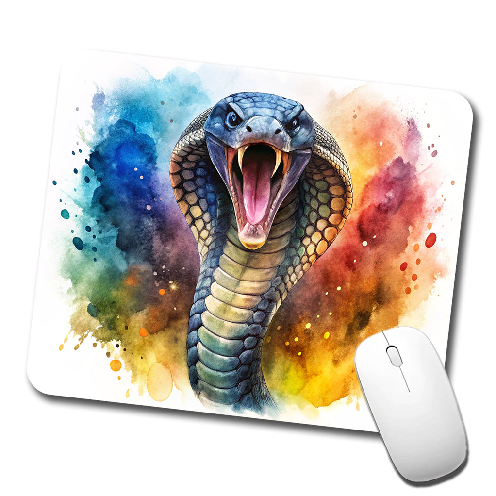 Angry Cobra Snake Reptile Watercolor Low Profile Mouse Pad Mat