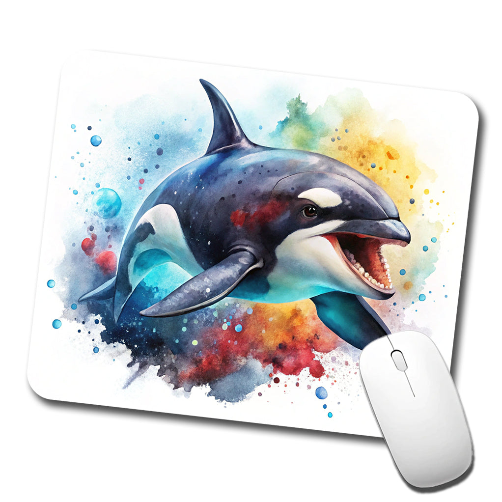 Angry Orca Killer Whale Watercolor Low Profile Mouse Pad Mat