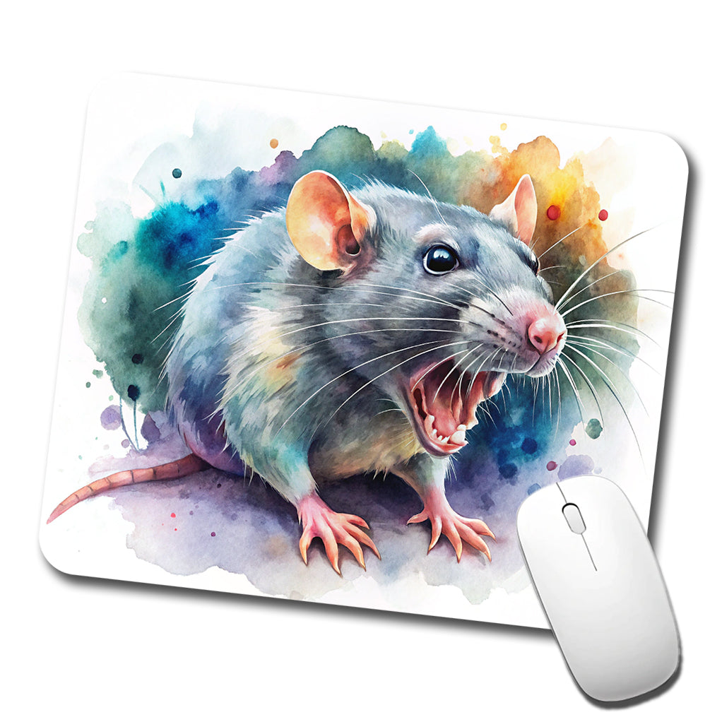 Angry Rat Watercolor Low Profile Mouse Pad Mat