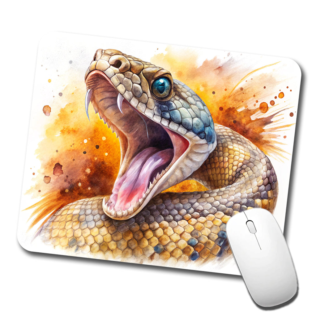 Angry Rattlesnake Snake Reptile Watercolor Low Profile Mouse Pad Mat